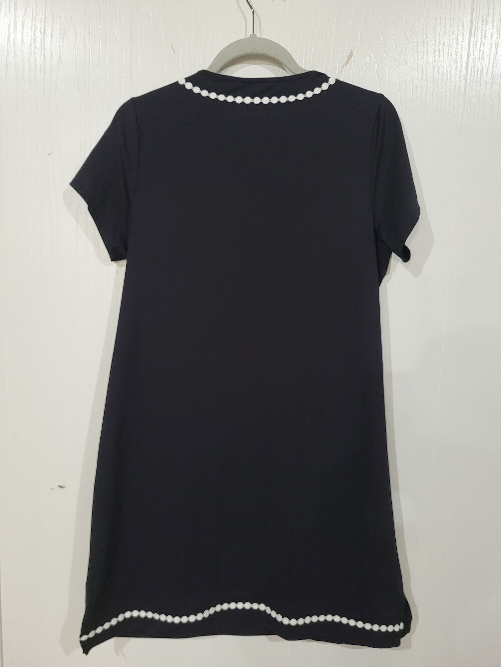 Lands' End Black S/S Dress Swim Cover-up with White Trim Sz Medium 10-12 - Picture 5 of 6